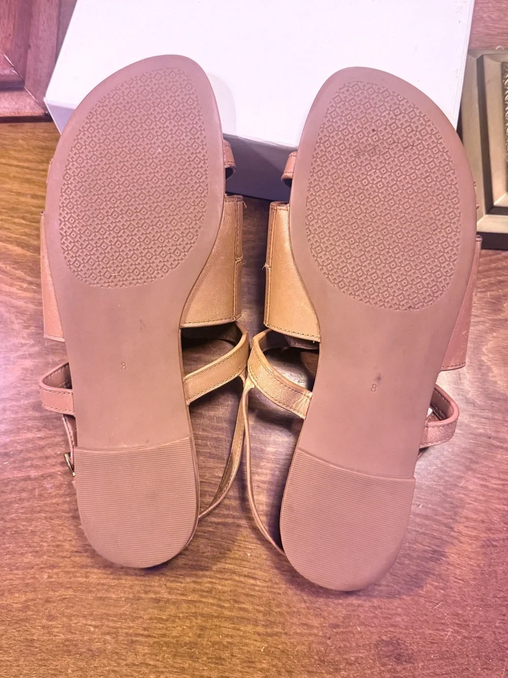 Tory Burch Cognac Leather Cutout Slingback Sandals Size 8
